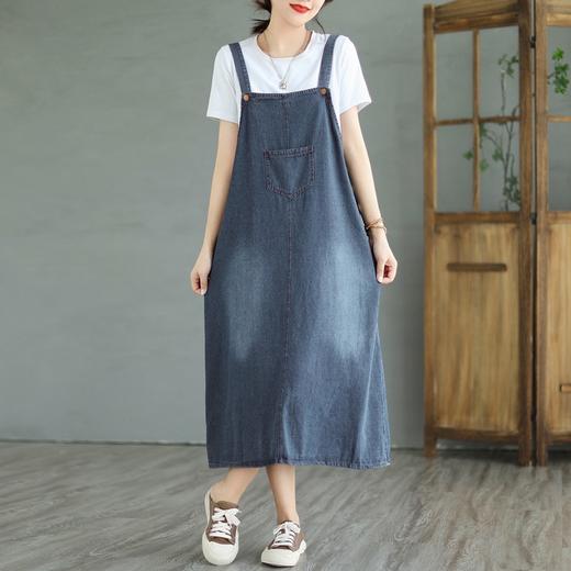 雀说 复古风水洗做旧棉质牛仔背带裙CL1967 商品图2