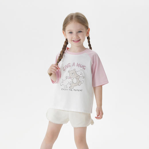 【凉感】马克珍妮男女童快乐小熊短袖T恤 宝宝上衣夏装新款550588 商品图1