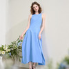 西遇法式无袖背心裙女夏季新款口袋圆领收腰蓝色大裙摆长裙SS050447 商品缩略图3