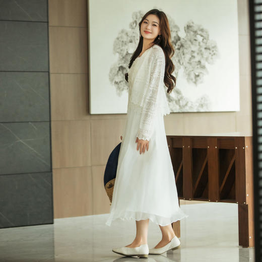 【林栖设计小店】（现货）【林栖推荐】小凉衫白色花边镂空优雅2025夏季新品披肩开衫外套女N1952468 商品图3