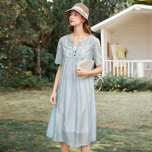 Famecoco范可儿吊带连衣裙两件套夏季天丝海边度假宽松裙FAB3FA038 商品图0