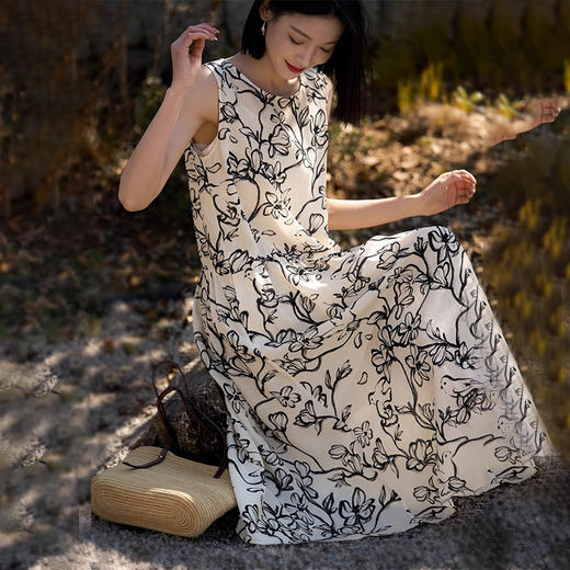 【春夏连衣裙系列】灵动减龄 透气性好 气质极简风 优雅氛围十足 宽松H型 长款过膝衬衫裙 商品图12