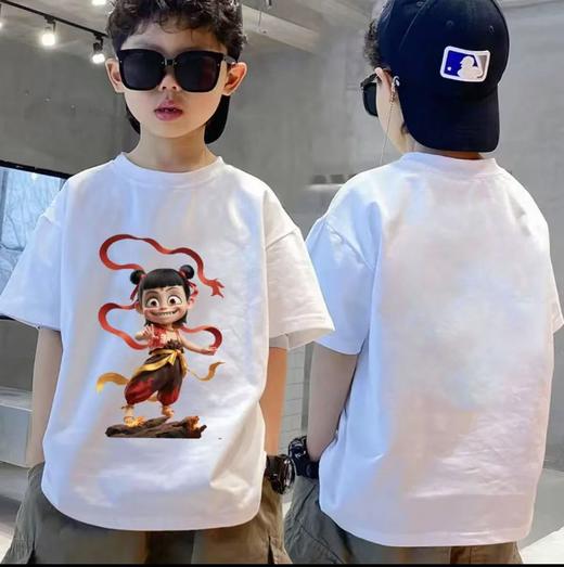 19.9清仓【100%棉】男童女童 （大图-魔童火山哪吒）哪吒印花T短袖2025-喜出 商品图3