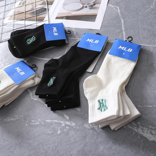 【三双装】MLB纯色袜子 黑白两色 舒适透气 均码【四季可穿】 商品图5