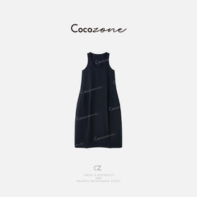 COCO ZONE刘一一 圆领亲肤廓形感茧型无袖连衣裙ACD2A0365