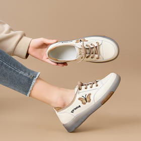 小白鞋时尚休闲软底鞋，平底蝴蝶前系带板鞋SY- 2603
