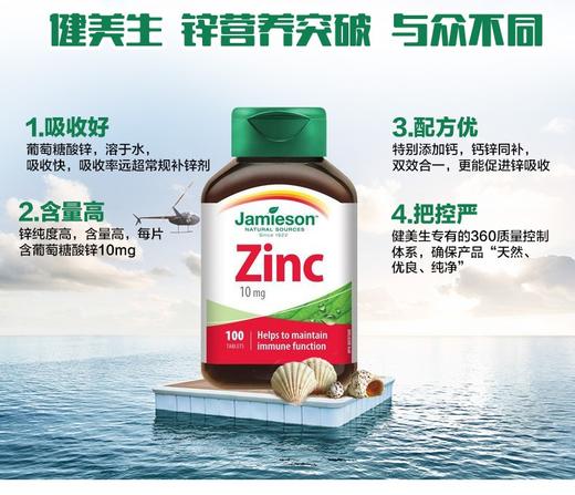 【保税仓】JAMIESON锌营养片10mg100片 商品图1