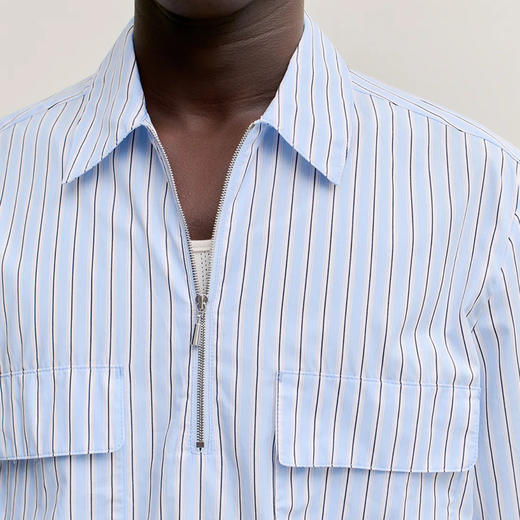 A Kind Of Guise NAVIN ZIP SHIRT 意大利制半拉链条纹短袖衬衫 商品图3