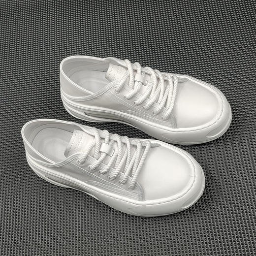 男生头层牛皮板鞋男款潮鞋欧洲站男鞋男士休闲鞋开口笑增高休闲鞋 商品图1