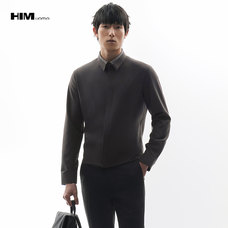 HIM漢崇  日常通勤商务正装时尚都市职业舒适长袖衬衫男 2026春季