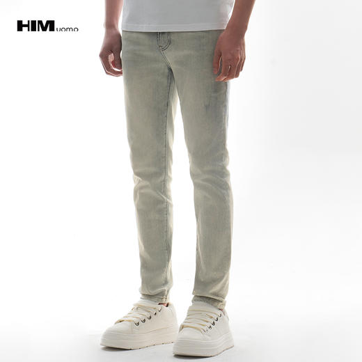 HIM漢崇  简约微弹修身牛仔裤个性泥点状装饰休闲长裤男 2026春季 商品图0