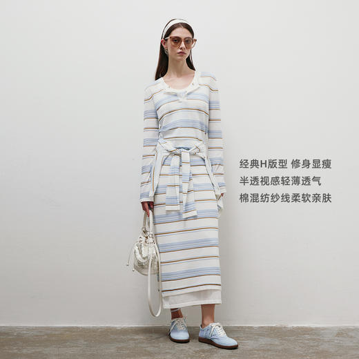 lost in echo2025春夏新款时尚撞色修身显瘦条纹长袖POLO针织衫女 商品图1