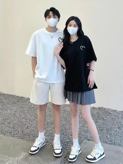 工厂直促价【100%棉】情侣（爱心-侧标）柯式印花短袖T恤-喜出 商品图1