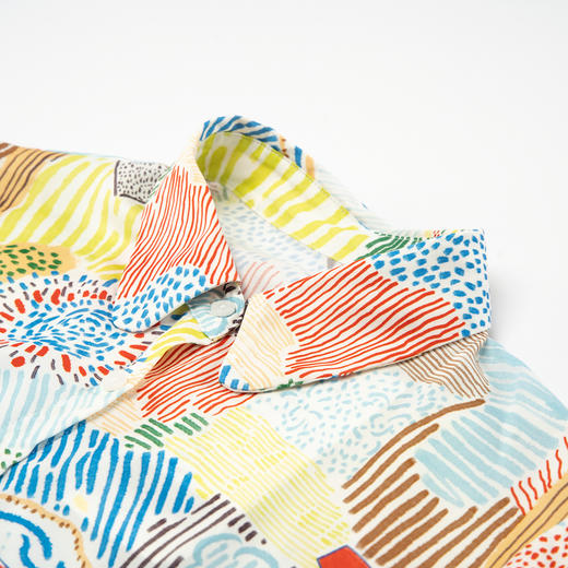 谜底花色衬衫七分袖女2025夏新款复古文艺印花合体衬衣256MC6290 商品图3