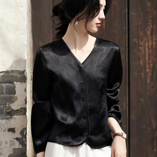 ORIGNAL&CO | 三醋酸不规则龟裂纹新中式系列衬衫/小外套 缎光感醋酸 丝滑垂顺 上身一眼贵！ 商品图7