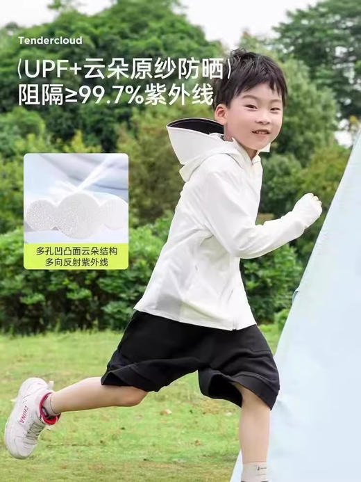 【冰丝凉感防晒衣，有效阻隔紫外线！】男女童修身防晒衣 有口袋大帽檐 透气速干黑胶帽檐 upf50原纱外套-QQ 商品图4