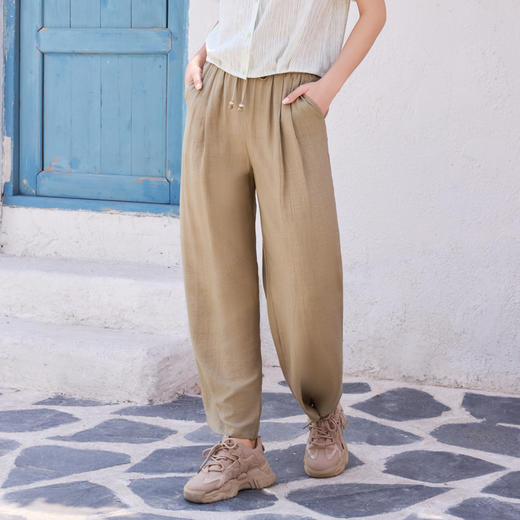 半身缘女裤 夏季轻盈绵软吸湿透气垂感百搭休闲裤252102U10302842 商品图4