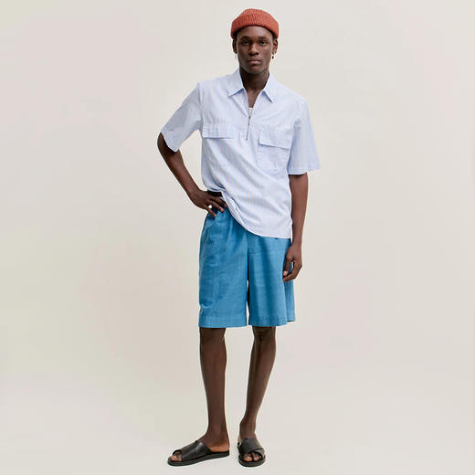 A Kind Of Guise NAVIN ZIP SHIRT 意大利制半拉链条纹短袖衬衫 商品图1