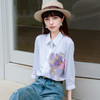 谜底白衬衫七分袖女士2025夏季新款通勤风印花合体衬衣256MC6246 商品缩略图1