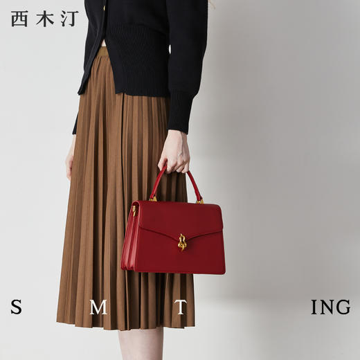 【种草好物馆专属】西木汀 乱世佳人 牛皮手提包女小众宽肩带新娘婚包单肩斜挎包 商品图1