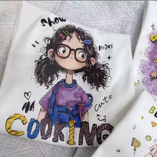 2件39.9元 【100%棉】男童女童 （大图-紫衣眼镜女孩）哪吒印花T短袖2025-喜出 商品图2