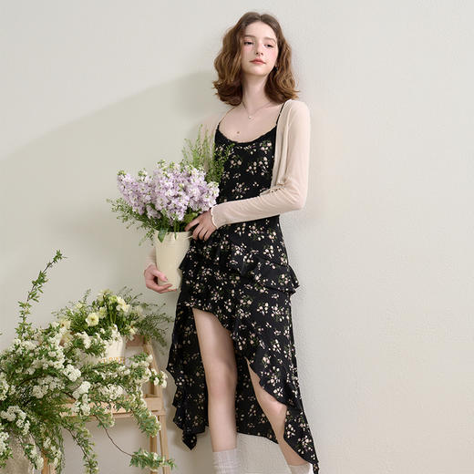 西遇法式吊带连衣裙女夏季新款不规则度假风沙滩裙碎花裙SS050518 商品图2