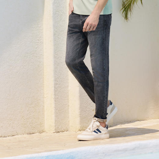 半身缘男裤 夏季合体舒适吸湿排汗透气百搭牛仔裤252101U10103675 商品图3