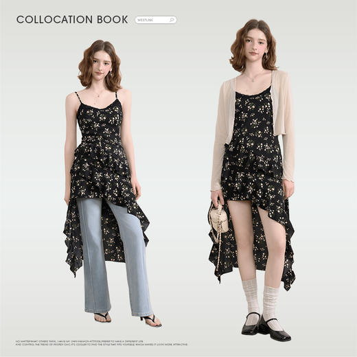 西遇法式吊带连衣裙女夏季新款不规则度假风沙滩裙碎花裙SS050518 商品图1