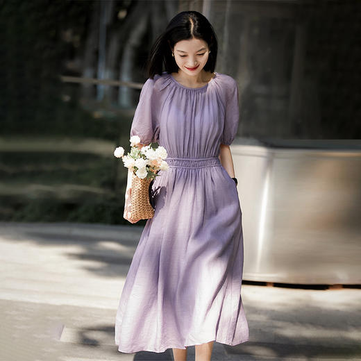 【春夏连衣裙系列】灵动减龄 透气性好 气质极简风 优雅氛围十足 宽松H型 长款过膝衬衫裙 商品图6