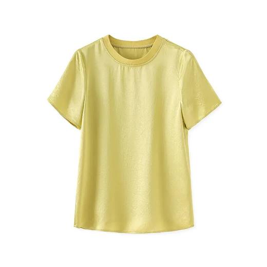 【高货wl】全新升级【铂金会员211/天猫279/差价68】(94632) 洛诗琳女夏新款时尚宽松凉感抓绉醋酸缎面T恤简约短袖上衣 商品图4