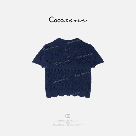 COCO ZONE 刘一一 【100棉】镂空花纹翻领毛针织衫CD1A0720 商品图1