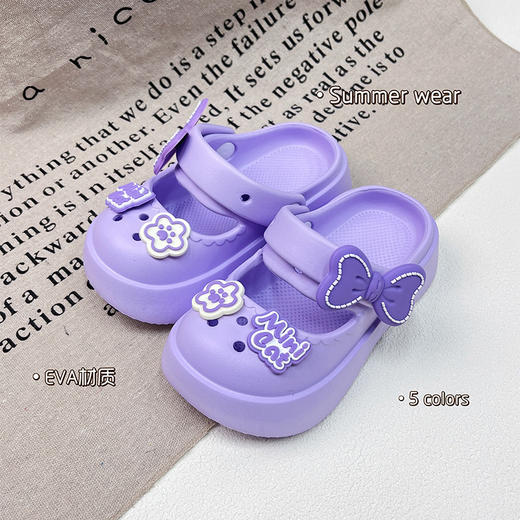 【洋气蝴蝶结设计，公主风十足！】女童蝴蝶结夏季拖鞋 新款洋气公主室内洗澡 儿童室内女宝包头洞洞鞋-QQ 商品图11