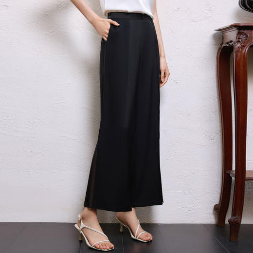 玳莎真丝阔腿裤宽松女2025年夏季新款松紧腰显瘦垂感休闲直筒裤 FB36310 商品图1