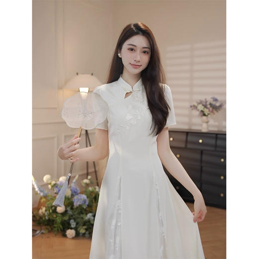 鹿向南[纱之诗笺]新款夏季小众复古设计感轻薄灵动新中式连衣裙女 商品图1