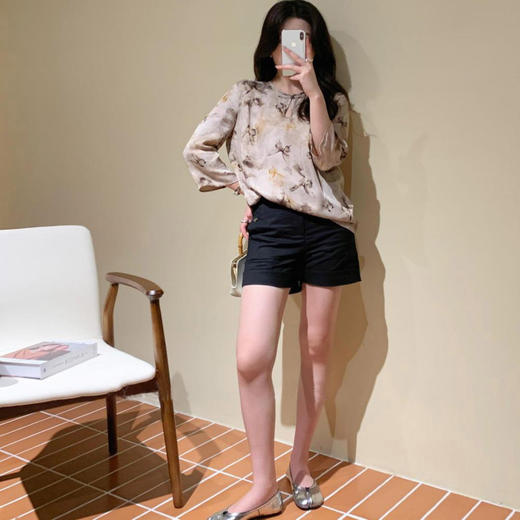 洛诗琳10153气质新中式印花衬衫2025夏季国风改良款印花上衣1182 商品图2