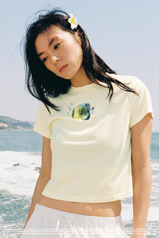 CryingCenter 珍珠小鱼短袖正肩轻薄竹节棉T恤 哭喊中心 商品图4