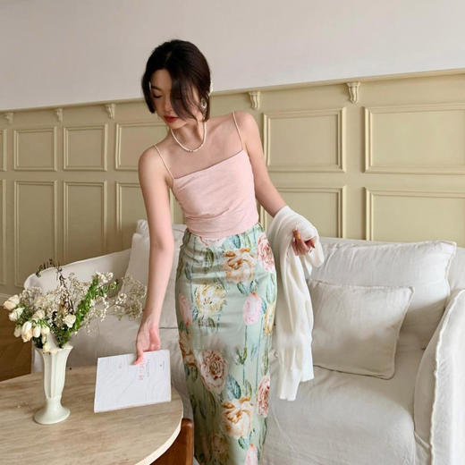 洛诗琳11211气质印花半裙2025夏季新款蔷薇印花真丝半裙女1122 商品图4