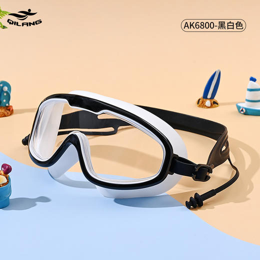 【高清防雾，新升级大框泳镜！】泳镜女生 高清防水防雾连体耳塞 男士一体大框 成人游泳潜水训练眼镜-QQ 商品图5