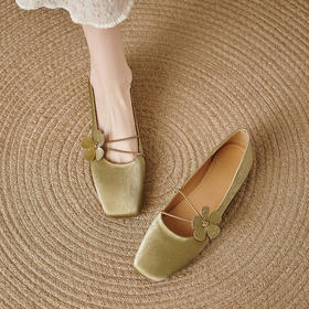 【预售5天】平底法式花朵浅口单鞋女真皮软底豆豆鞋奶奶鞋玛丽珍鞋YS&YSL4188A