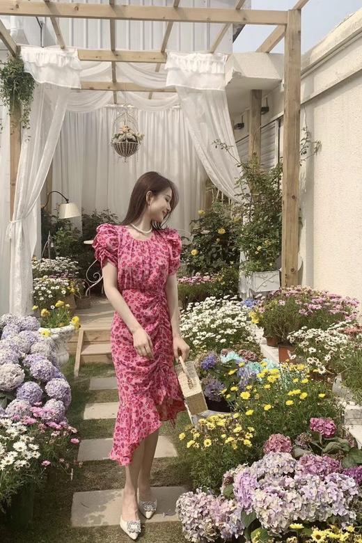 SUMMER & SAGE 玫红色花朵抽褶连衣裙 18291 商品图4