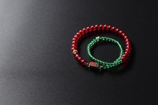 YHLL0010°花开如意·红琉璃+绿玛瑙手串 商品图1