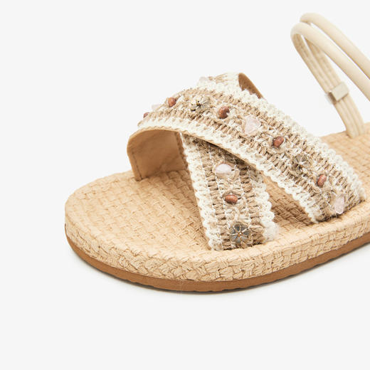 西遇平底凉拖鞋女外穿新款夏季波西米亚民族风海边凉鞋一字拖D0056633 商品图5