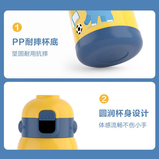 飞利浦（PHILIPS）儿童保温杯_316不锈钢吸管杯_触屏双盖背带保温杯_男女小学生水杯_儿童背带保温杯-蓝色_470ml 商品图8