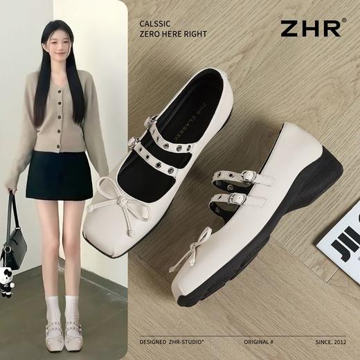 ZHR则则芭蕾鞋2025新款浅口单鞋蝴蝶结晚晚气质女鞋玛丽珍小皮鞋 商品图1