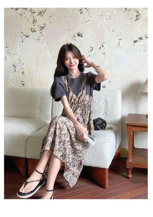 ✨法式温柔风初恋长裙【碎花拼接假2件连衣裙】腰部抽绳设计，上半身有弹力，包容性强，不勒 商品图7