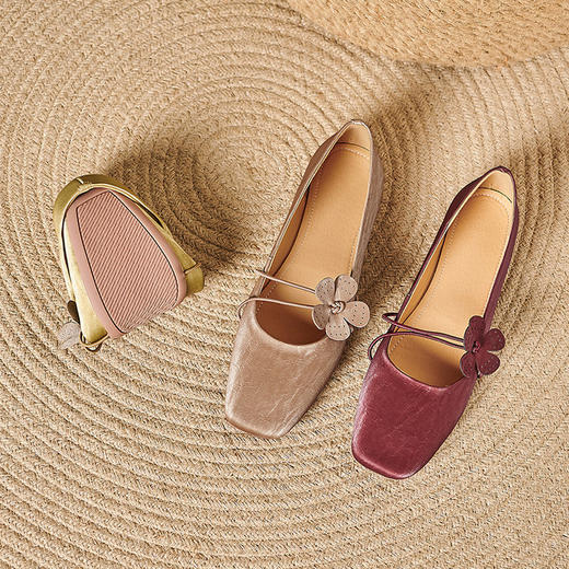 【预售5天】平底法式花朵浅口单鞋女真皮软底豆豆鞋奶奶鞋玛丽珍鞋YS&YSL4188A 商品图4