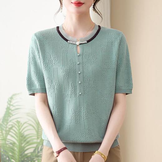 yd-25392025夏季上新洋气短袖针织衫薄款上衣女休闲舒适宽松通勤内搭单穿 商品图2