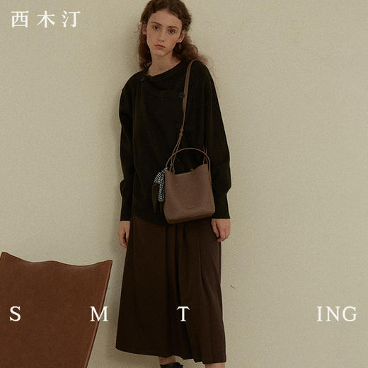 96561【柔见定制专属】西木汀 时光情怀 牛皮手提水桶包女斜挎包小众单肩女包 商品图2