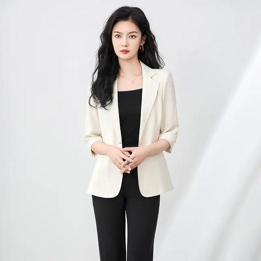 【高货wl】全新升级【铂金会员330/天猫439/差价109】(52616) 洛诗琳25夏款高级感时尚七分袖设计感一粒扣商务西装外套 商品图3