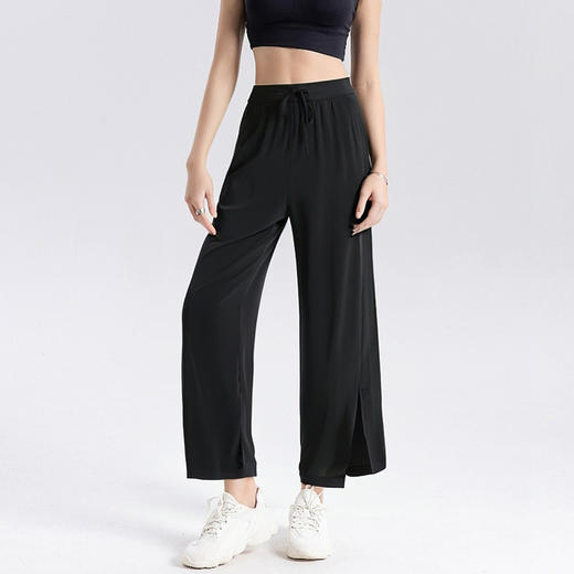 丁摩 桑蚕丝阔腿裤高腰直筒真丝长裤HD25018 商品图5